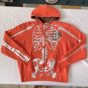ED HARDY by Christian Audigier Skeleton Zip Hoodie
